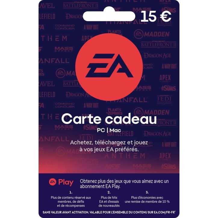 EA Carte-cadeau 15€ - CARTE EA Origin - gamezone