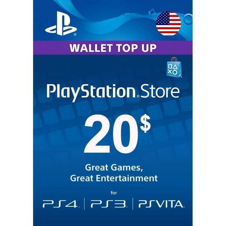 Carte PSN 20$ Playstation Store PS5/PS4/PS3/PS Vita Compte US - Carte PSN PlayStation Store - gamezone