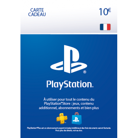 Carte PSN 10 EUR Playstation Store PS5/PS4/PS3/PS Vita Compte français