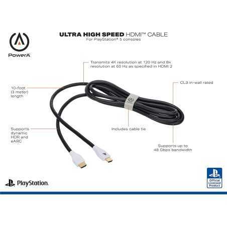 Câble HDMI 2.1ultrahaute vitesse 8K pour PlayStation 5 (3 meter)