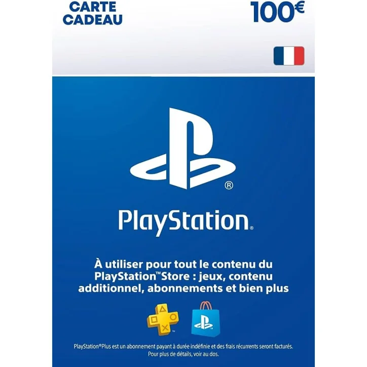 Carte PSN 100 EUR Playstation Store PS5/PS4/PS3/PS Vita Compte français Carte PSN 100 EUR Playstation Store PS5/PS4/PS3/PS Vita Compte français - Carte PSN PlayStation Store - gamezone