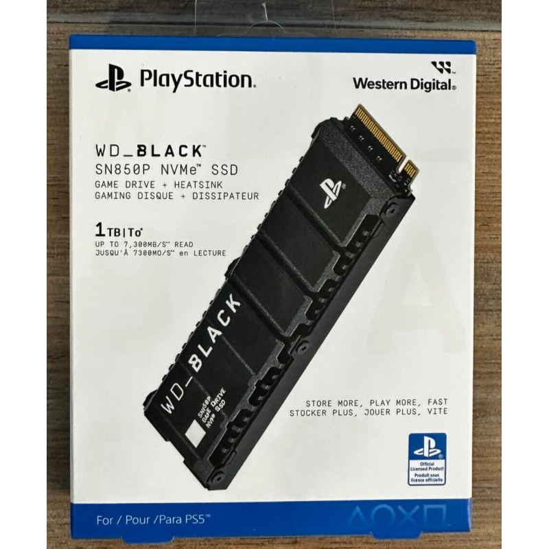 WD_Black SN850P SSD M.2 PCIe NVMe 1 To Heatsink - Licence Officielle pour Consoles Playstation®5 - jusqu'à 7 300 Mo/s