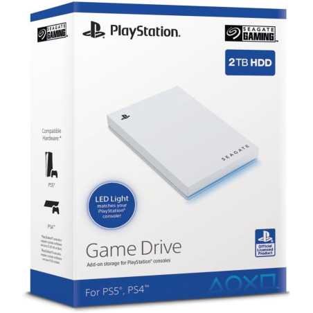 Seagate Game Drive for PS4/PS5, 2 To, Disque Dur Externe, 2.5" HDD, USB 3.0, sous Licence Officielle, éclairage LED Bleu en T...