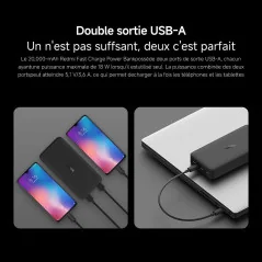 Power Bank Xiaomi 20 000 mAh Noir | Charge Rapide en Tunisie