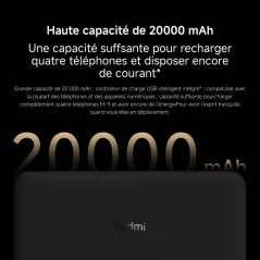 Power Bank Xiaomi 20 000 mAh Noir | Charge Rapide en Tunisie