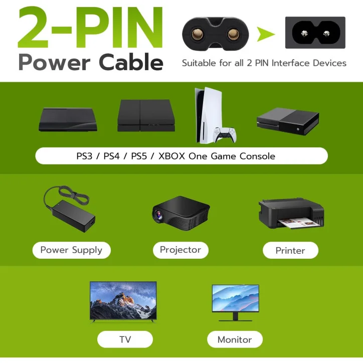 Câble d'alimentation EU pour PS5 / PS4 / PS3 / Xbox Série X/S - Noir 1.5M - Accessoires - gamezone