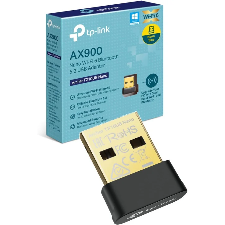 Adaptateur USB Wi-Fi 6 & Bluetooth 5.3 TP-Link Archer TX10UB Nano Ultra-Compact pour PC & Portable (Windows 11/10) - Accessoires - gamezone