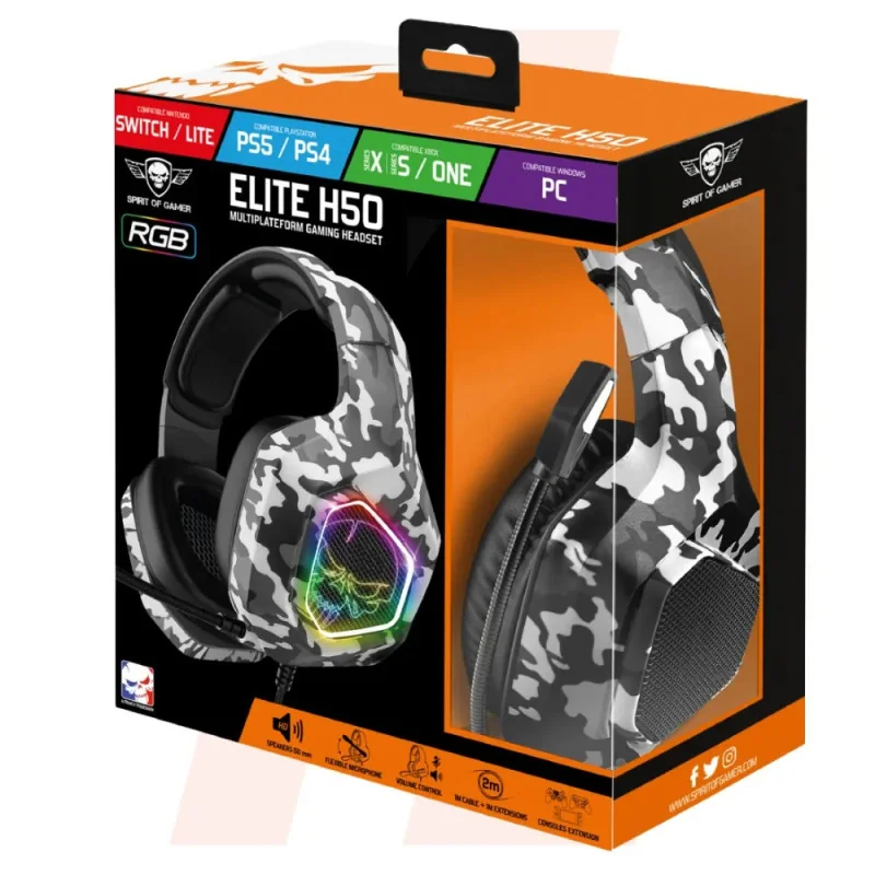 Casque Gamer Spirit of Gamer ELITE H50 Arctic Edition - RGB Multiplateforme en Tunisie