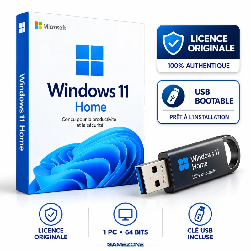 Licence Windows 11 Home + clé USB bootable