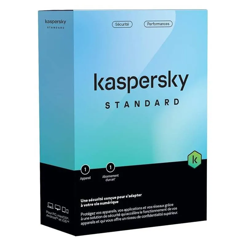 Antivirus Kaspersky Standard Protection – 1 poste / 1 an