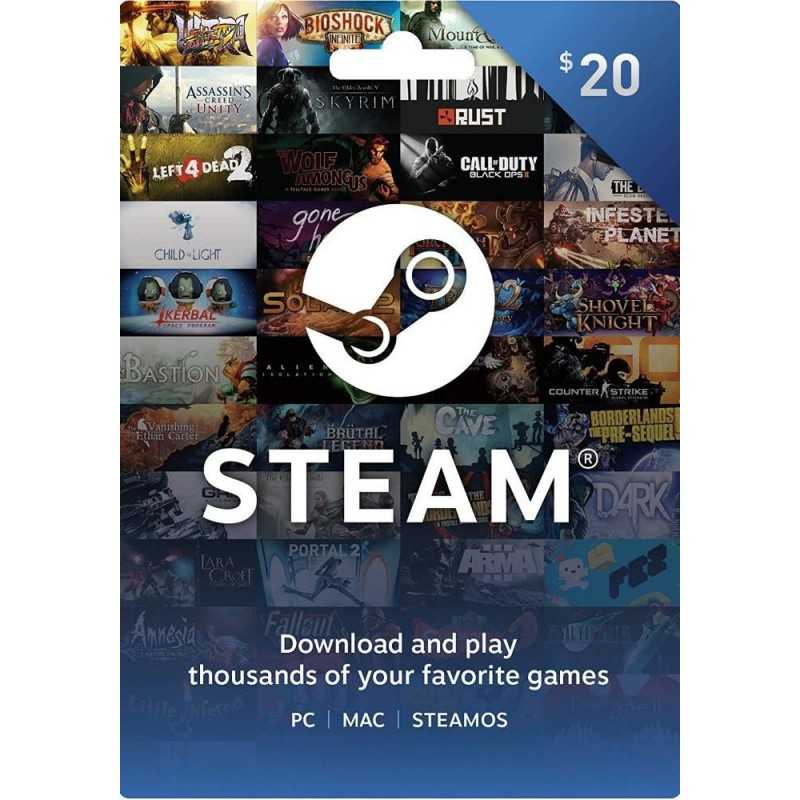 Steam Gift Card 20 USD Steam Key