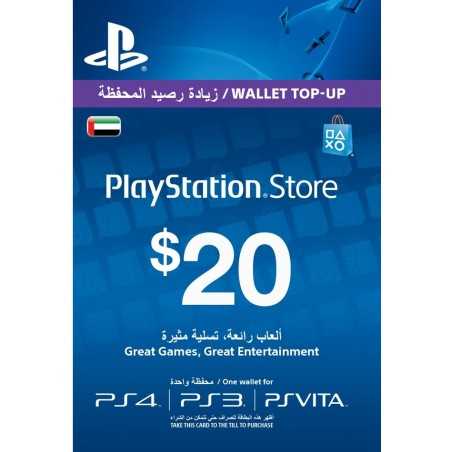 Carte Playstation Network $20 UAE الإمارات العربية المتحدة