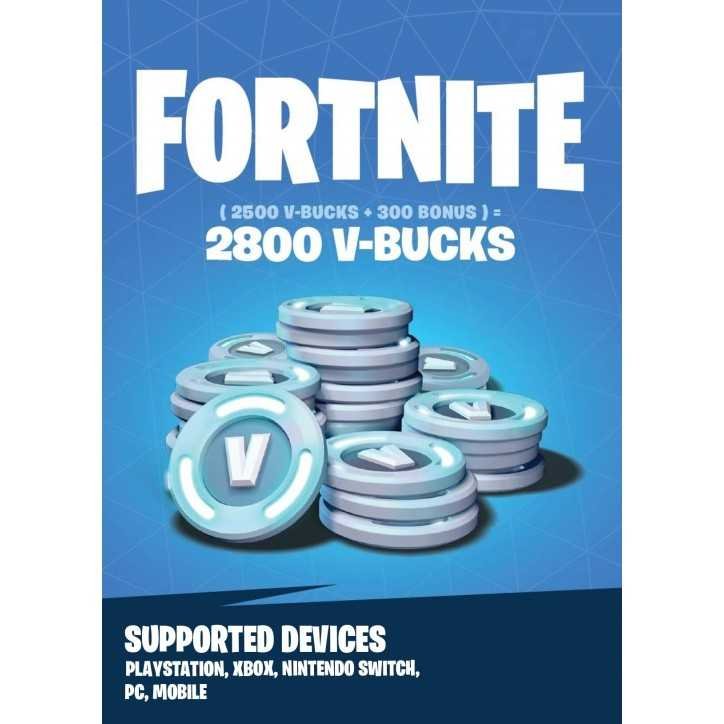 Fortnite - 2800 V-Bucks Gift Card Playstation, Xbox, Nintendo Switch, PC, Mobile - Cartes cadeaux et abonnements - gamezone